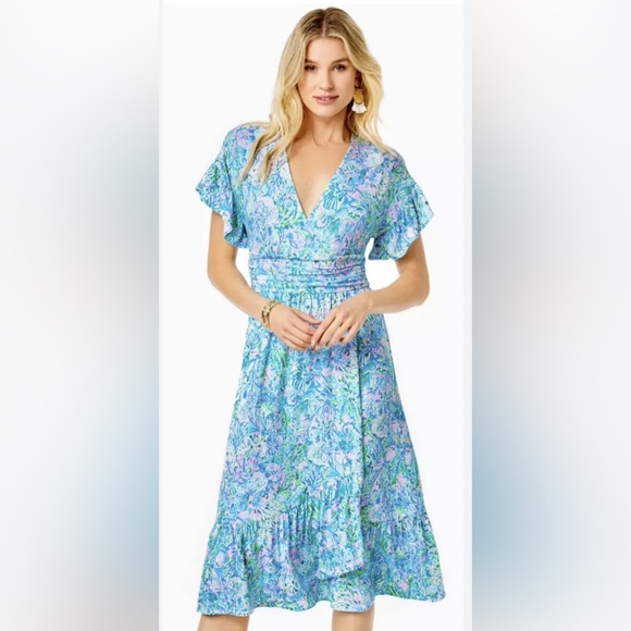NWT Lilly Pulitzer Women’s Medium Juliet Ruffle Midi Dress - Picture 13 of 15
